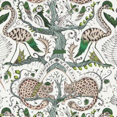 CLARKE AND CLARKE W0219/03.CAC.0 WONDER WORLD EMERALD WP Fabric - MYTHICA WALLCOVERING EMMA J SHIPLEY FOR C&C