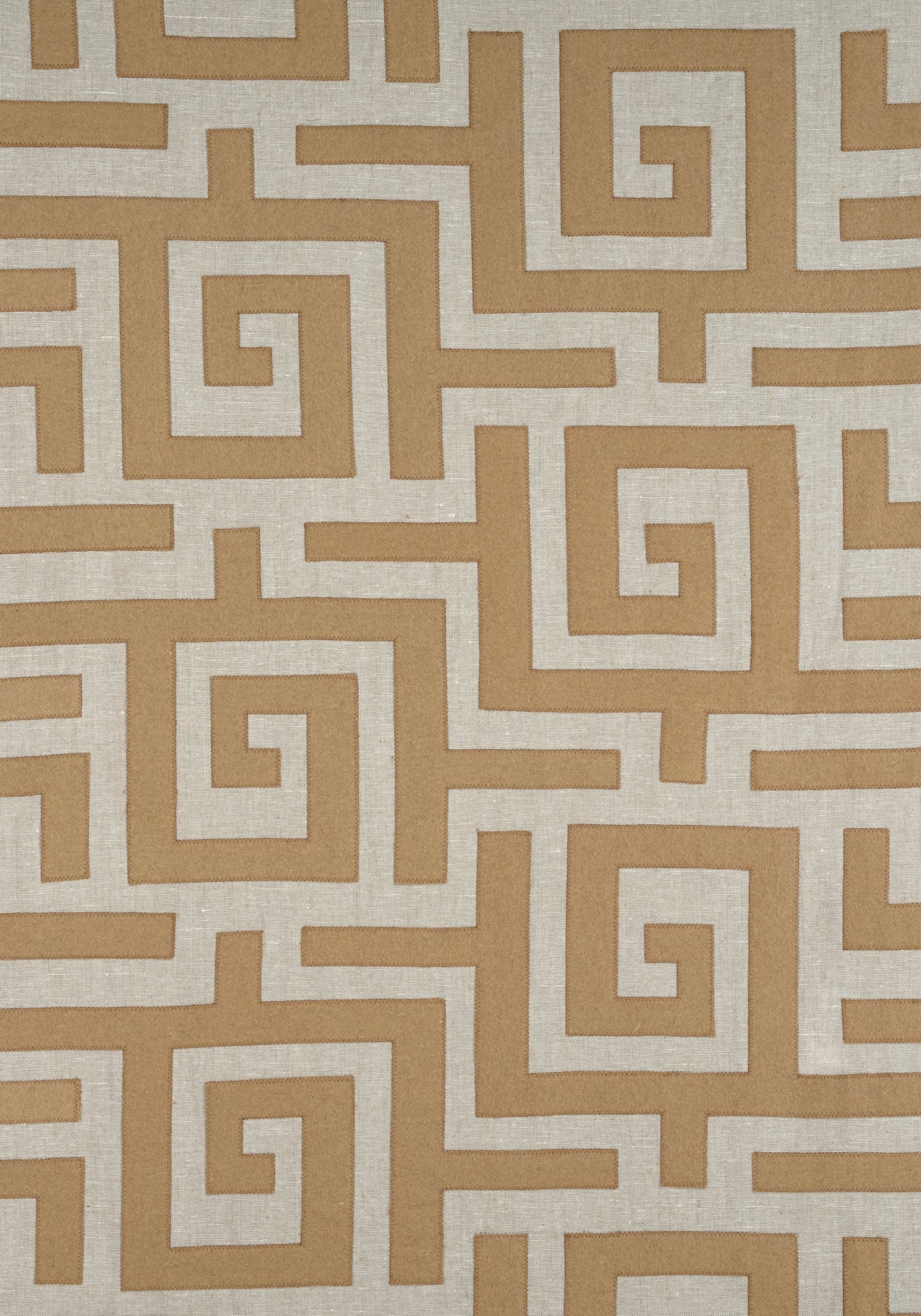 Thibaut W713224 TULUM APPLIQUE Wheat on Natural Fabric