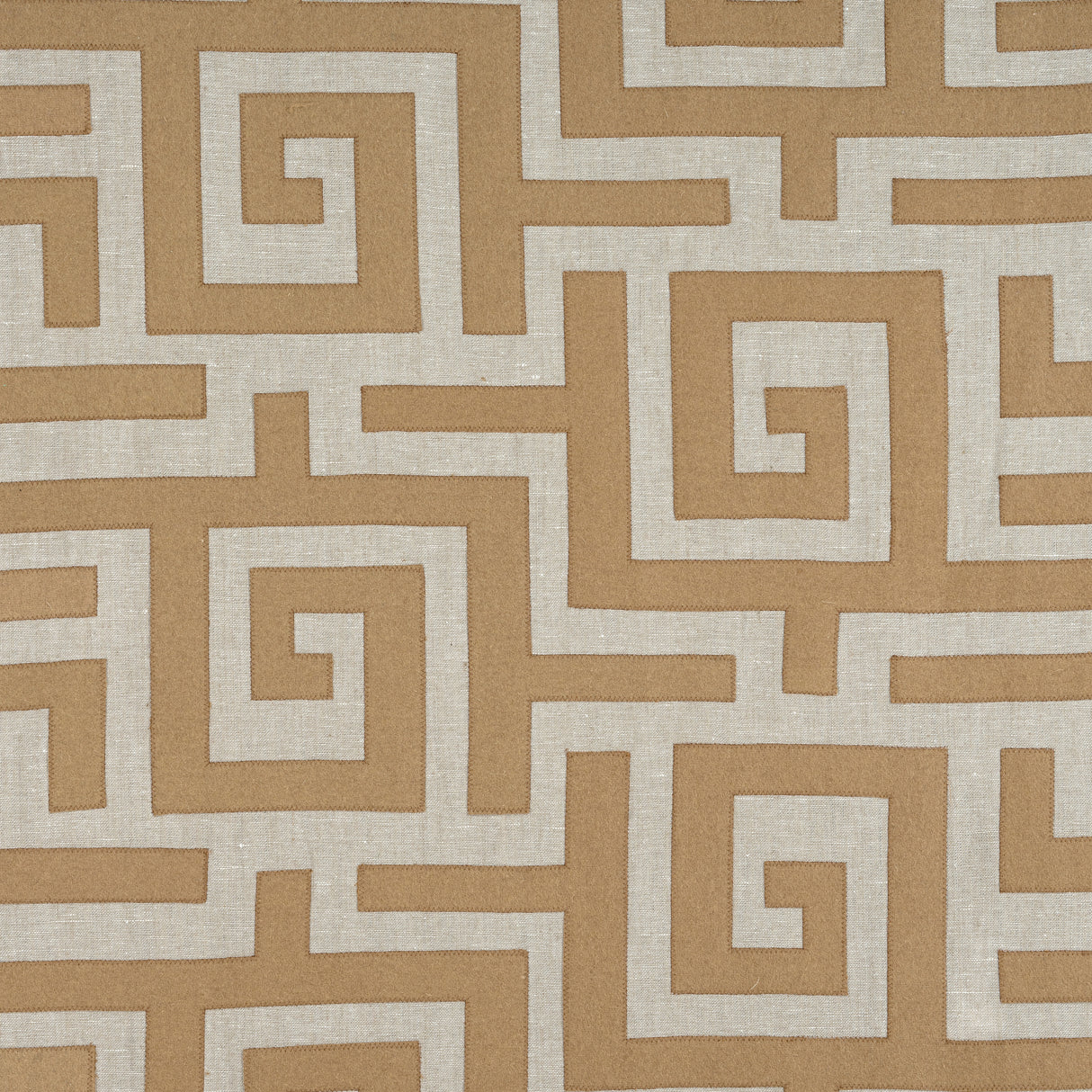 Thibaut W713224 TULUM APPLIQUE Wheat on Natural Fabric