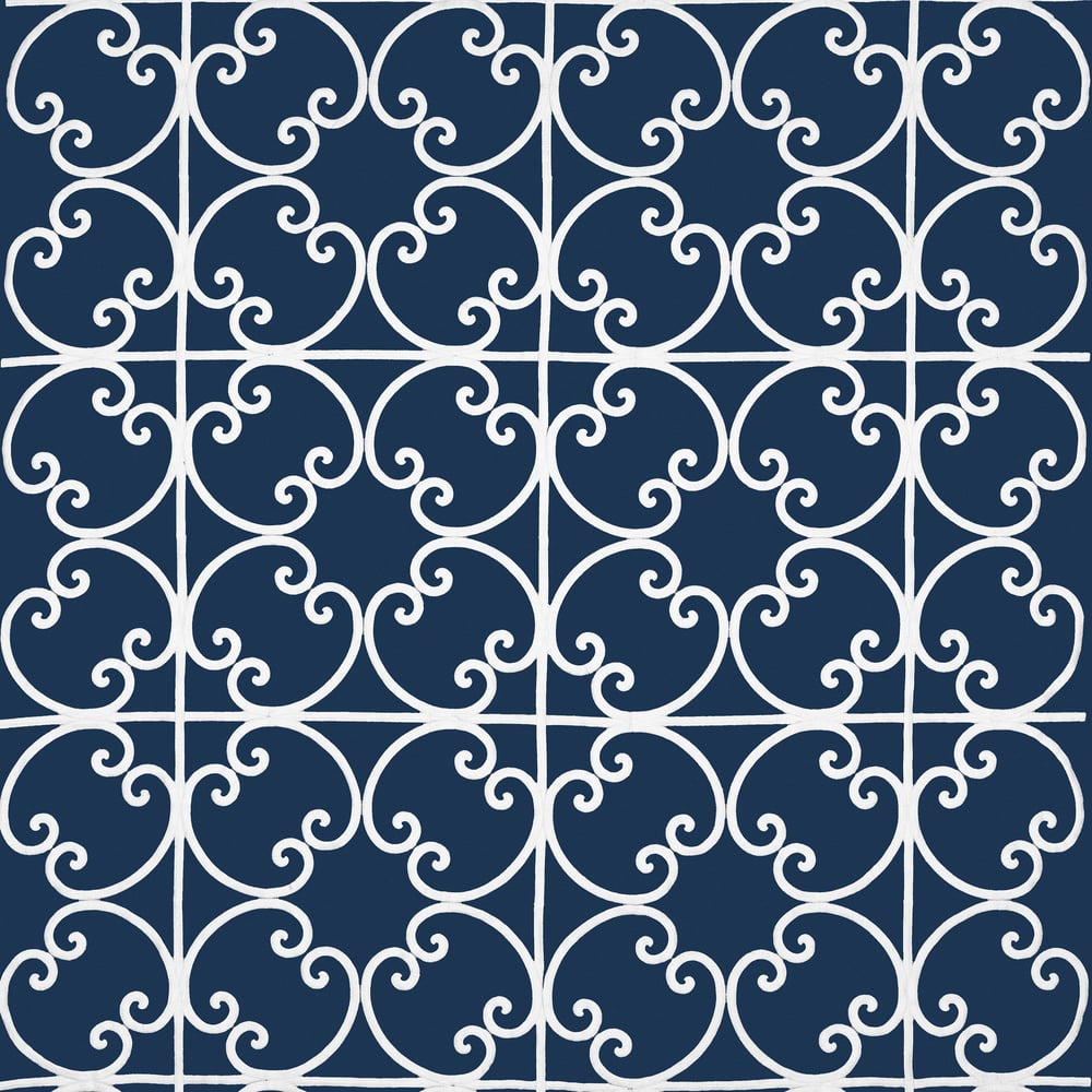 Thibaut W714201 CERNOBBIA EMBROIDERY Navy Fabric