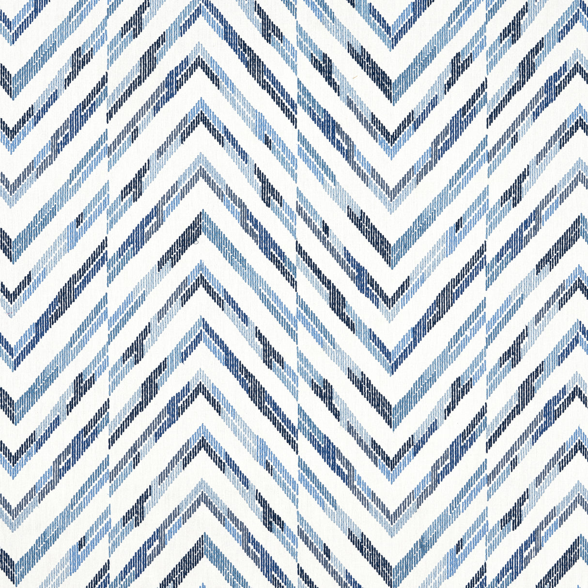 Thibaut W714346 HAMILTON EMBROIDERY Blue and White Fabric