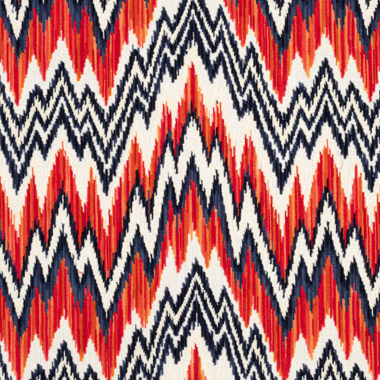 Thibaut W72816 RHYTHM VELVET Flame and Navy Fabric