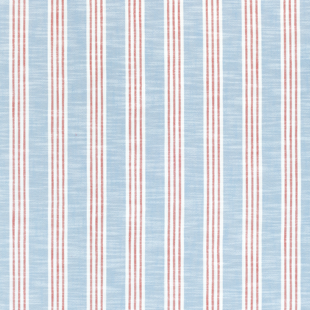 Thibaut W73489 SOUTHPORT STRIPE Sky and Red Fabric