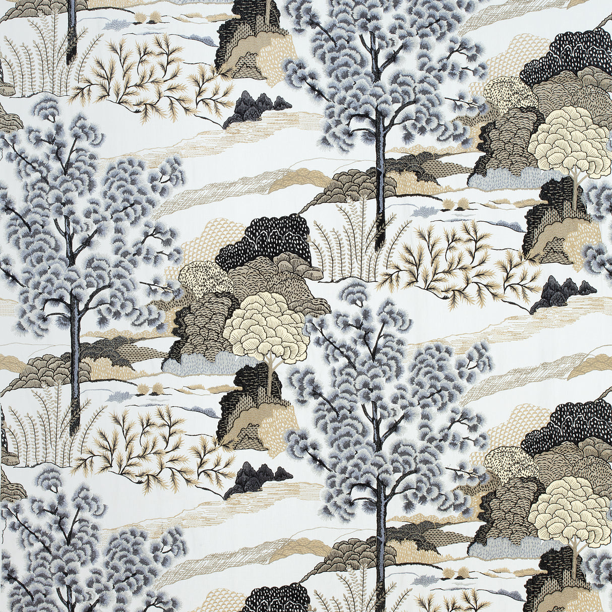 Thibaut W785001 DAINTREE EMBROIDERY Grey Fabric