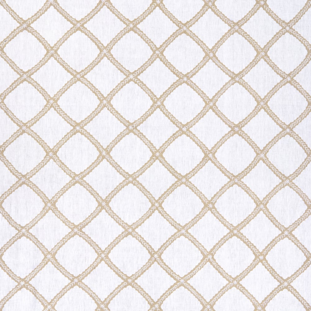 Thibaut W788705 MAJULI EMBROIDERY Beige on White Fabric