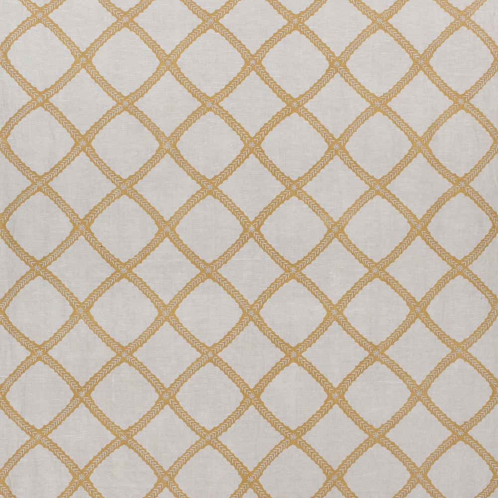 Thibaut W788708 MAJULI EMBROIDERY Gold on Flax Fabric