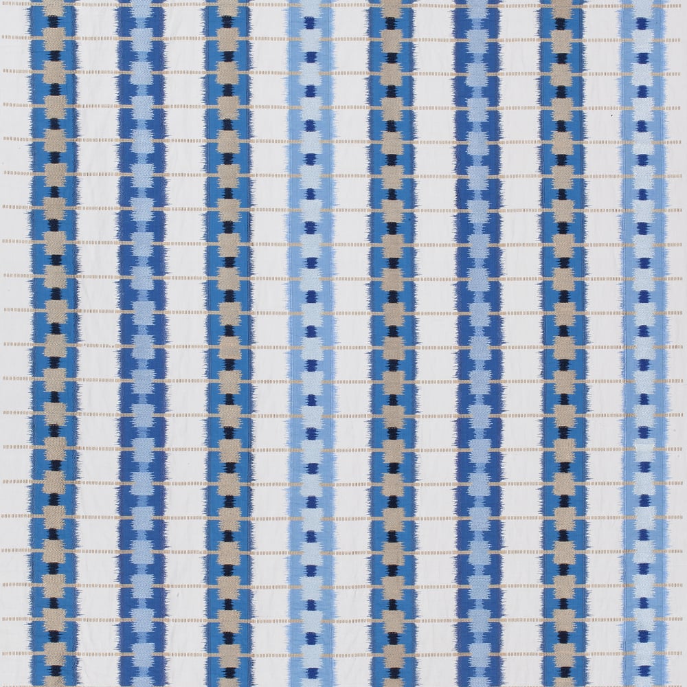 Thibaut W788711 SRI LANKA EMBROIDERY Blue Fabric