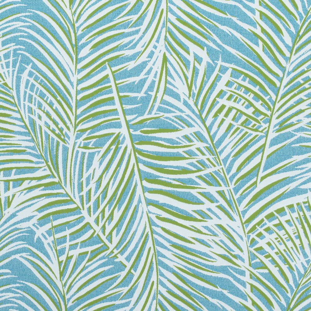 Thibaut W80563 WEST PALM WOVEN Kiwi on Spa Blue Fabric