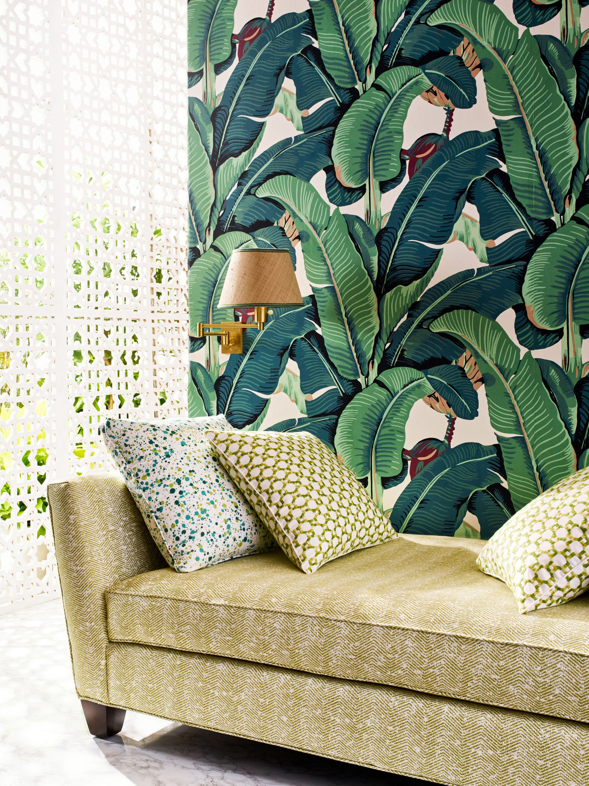Scalamandre WHN000144000 GREEN HINSON PALM - WIDE WIDTH WALLPAPER - Eade's Wallpaper