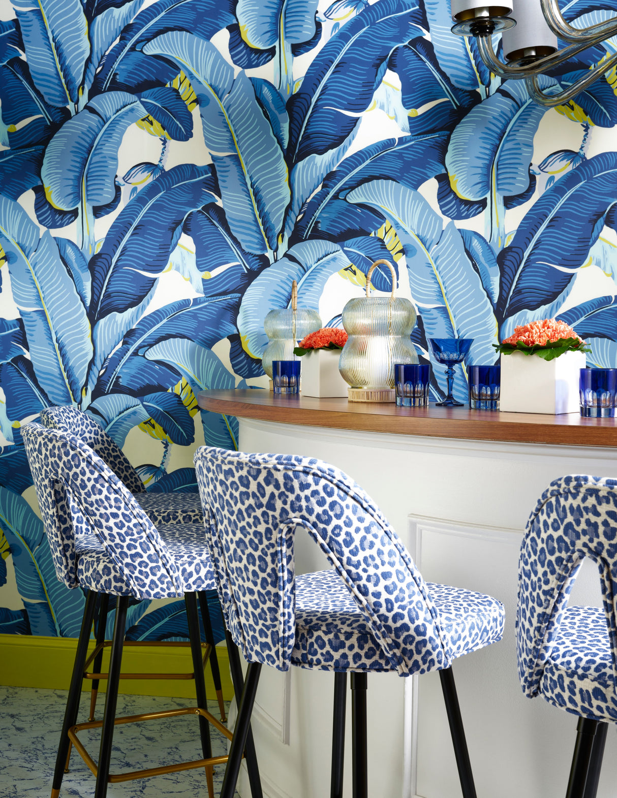 Scalamandre WHN000344000M BLUE LAGOON HINSON PALM WALLPAPER - Eade's Wallpaper
