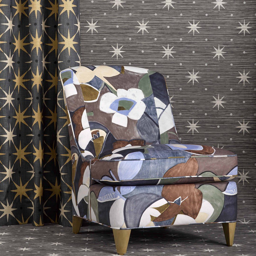 Scalamandre WHN000544002 BLACK BIG TRIXIE WALLPAPER - Eade's Wallpaper