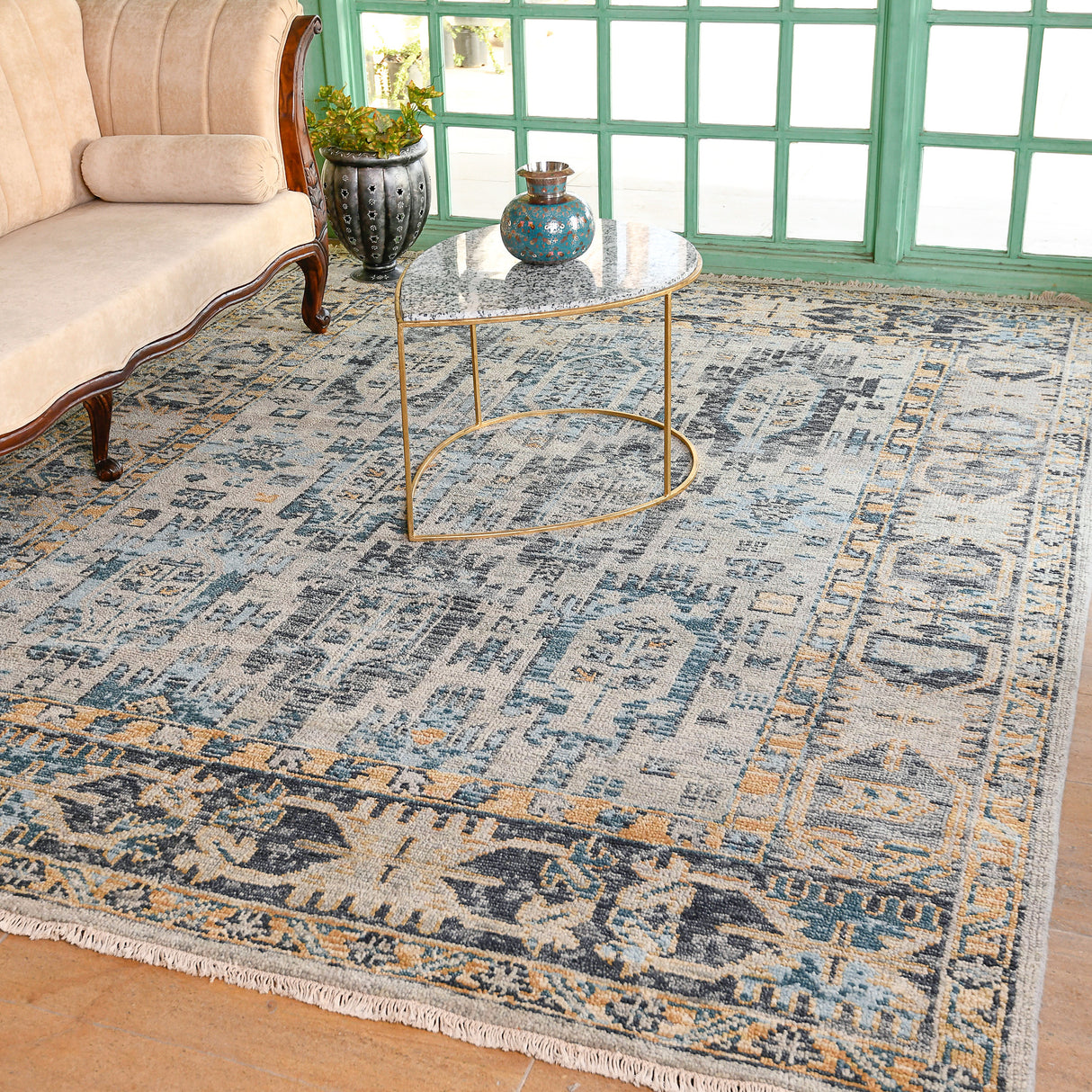 Amer Rugs WIL-9 Willow Southwestern Tribal /Aqua Area Rug