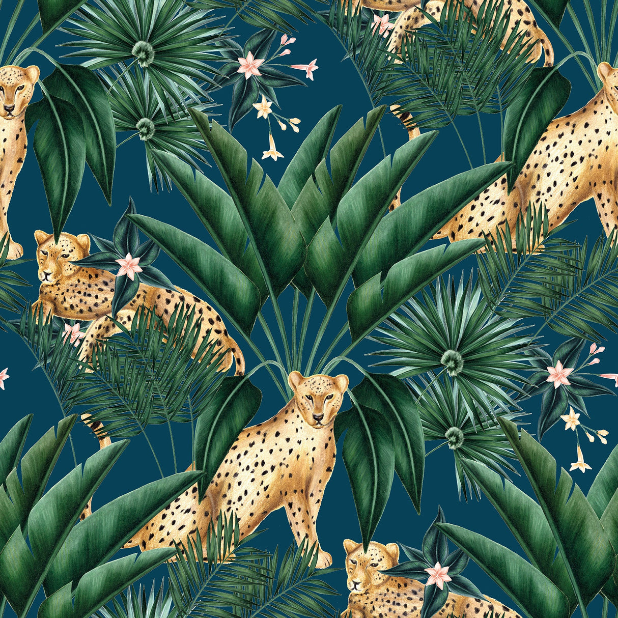 Ohpopsi WLD53106W Augustus Blue Jungle Cheetah Wallpaper