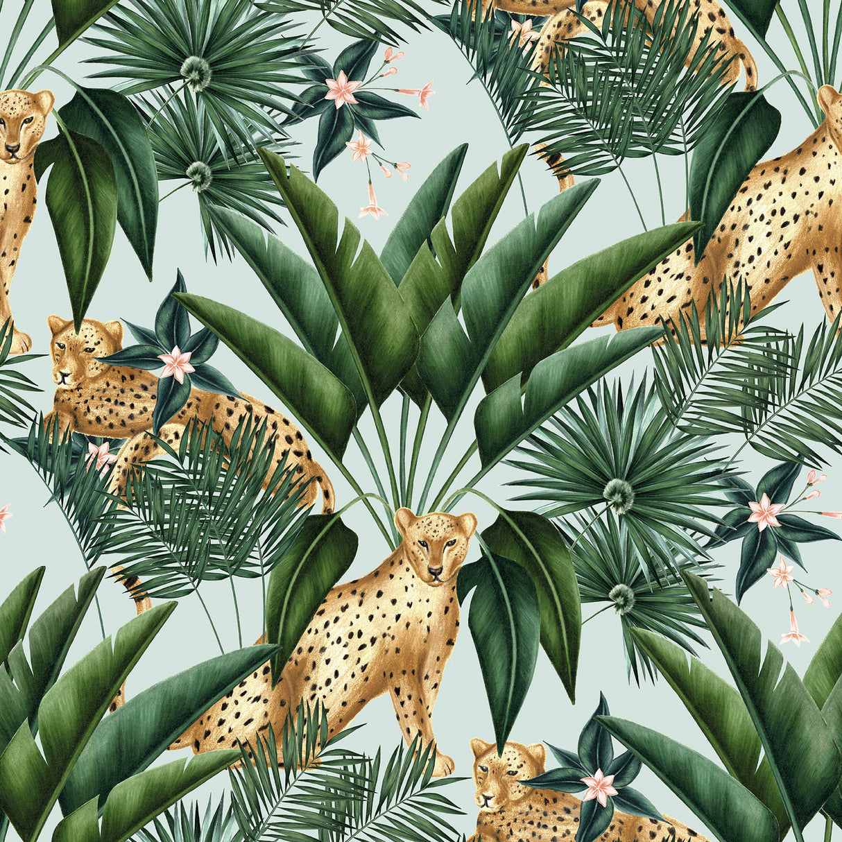 Ohpopsi WLD53107W Augustus Aqua Jungle Cheetah Wallpaper
