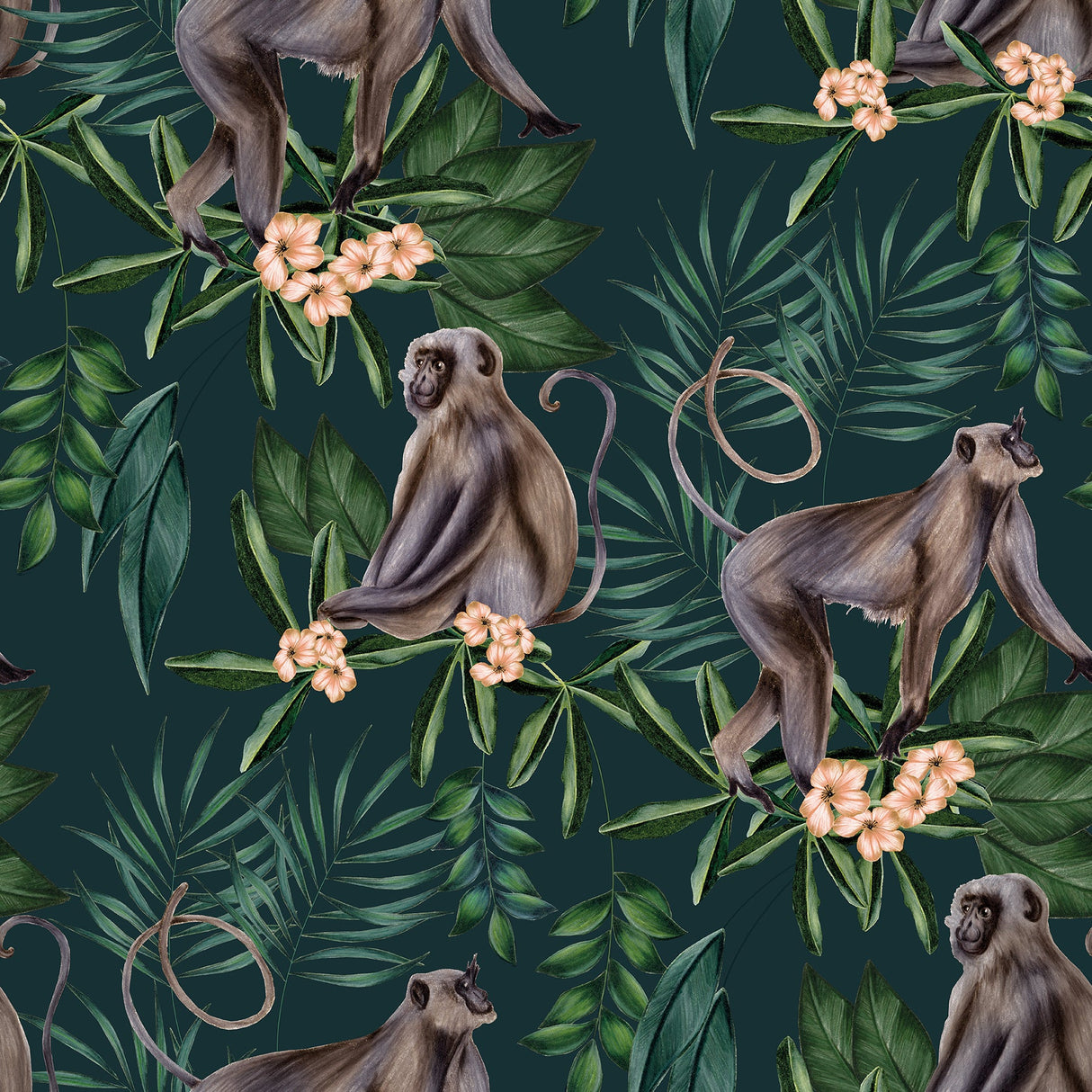 Ohpopsi WLD53109W Morris Dark Blue Tropical Jungle Wallpaper