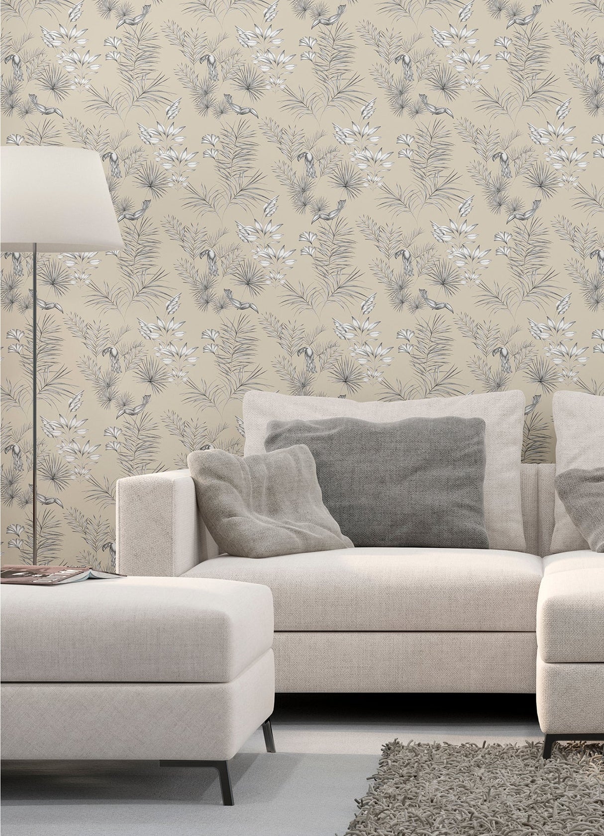 Ohpopsi WLD53112W Shelly Grey Toucan Toile Wallpaper