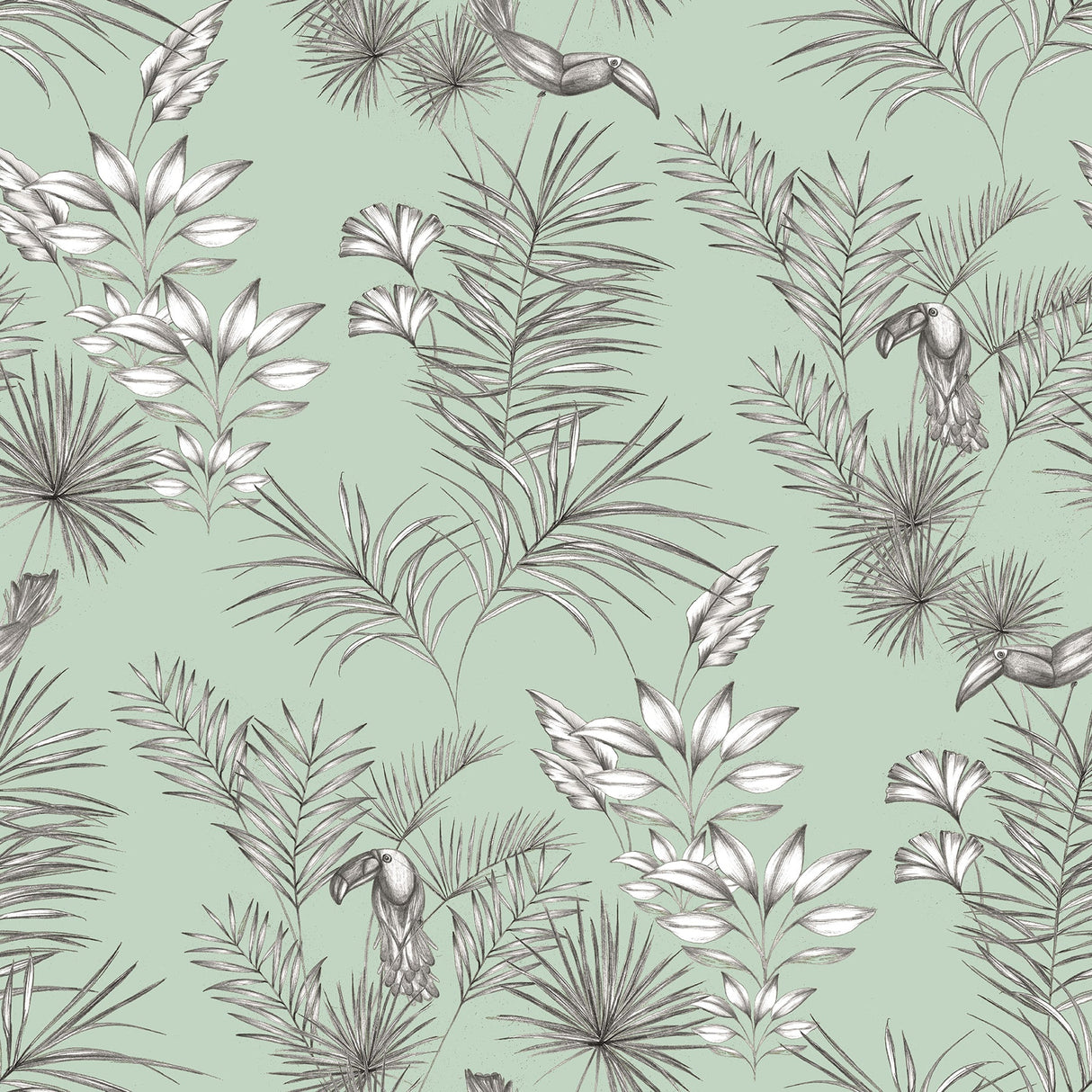 Ohpopsi WLD53113W Shelly Mint Toucan Toile Wallpaper
