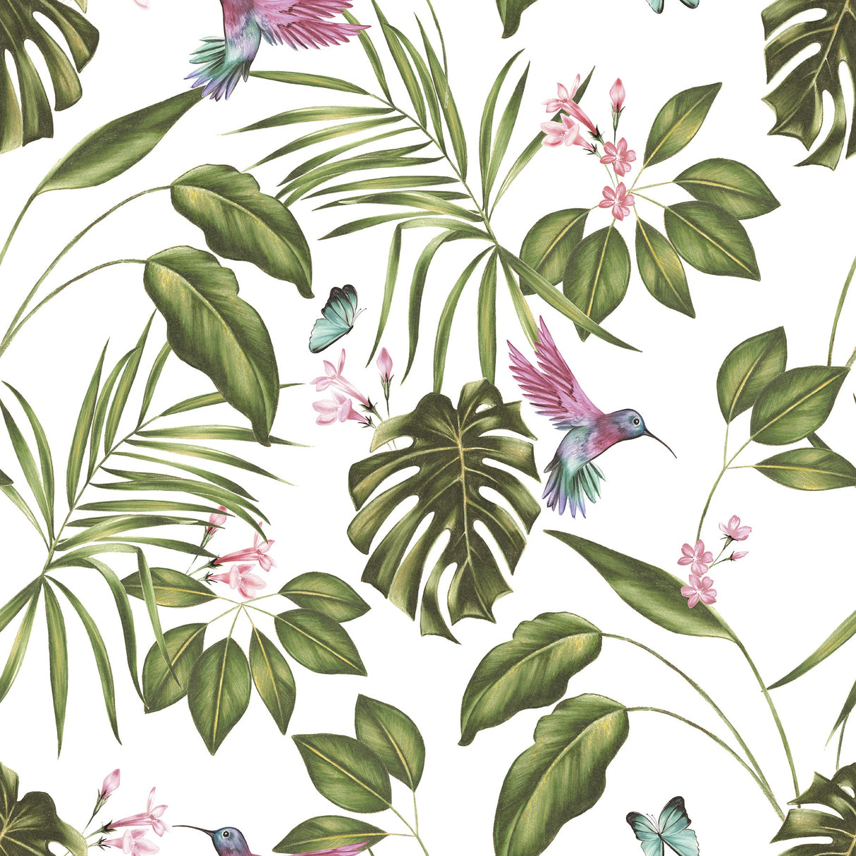 Ohpopsi WLD53114W Clivia White Hummingbird Wallpaper