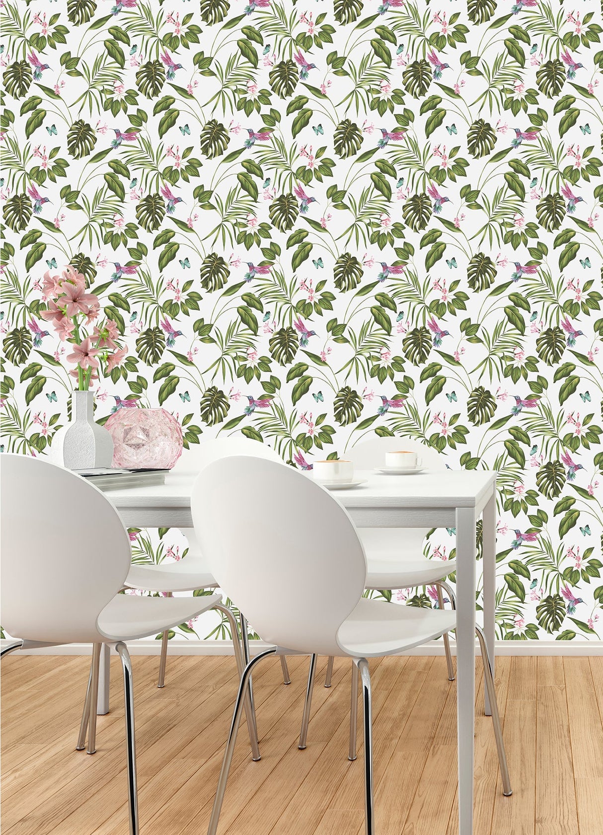 Ohpopsi WLD53114W Clivia White Hummingbird Wallpaper