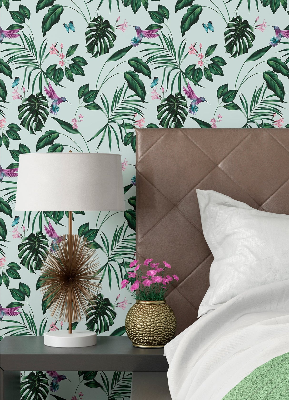 Ohpopsi WLD53115W Clivia Mint Hummingbird Wallpaper