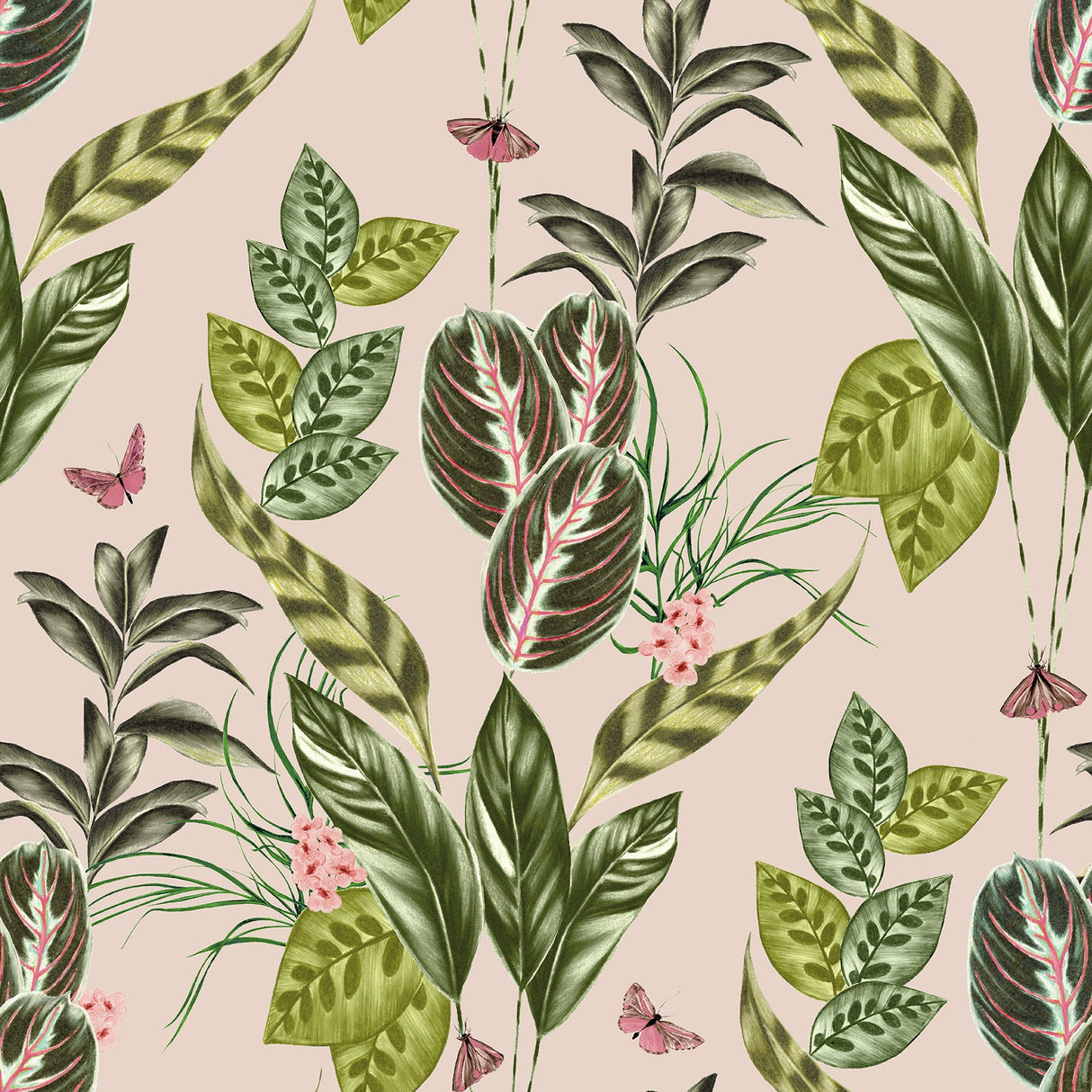 Ohpopsi WLD53121W Spirit Light Pink Tropical Foliage Wallpaper
