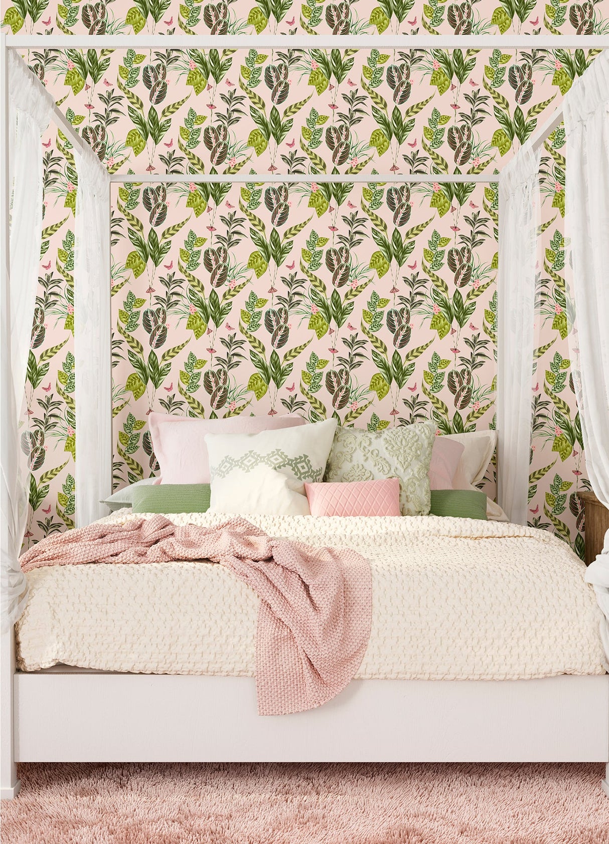 Ohpopsi WLD53121W Spirit Light Pink Tropical Foliage Wallpaper