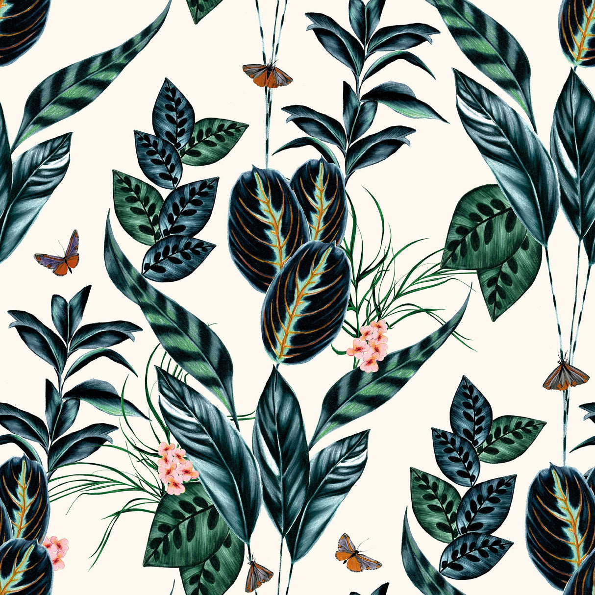 Ohpopsi WLD53122W Spirit Indigo Tropical Foliage Wallpaper