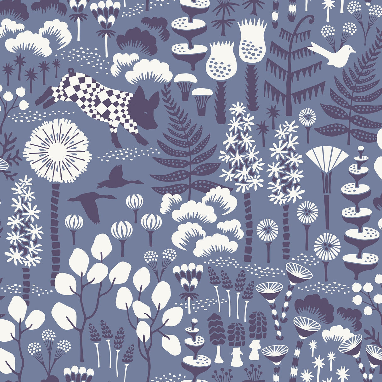 Wall Vision WV1453 Hoppet Blue Folk Wallpaper