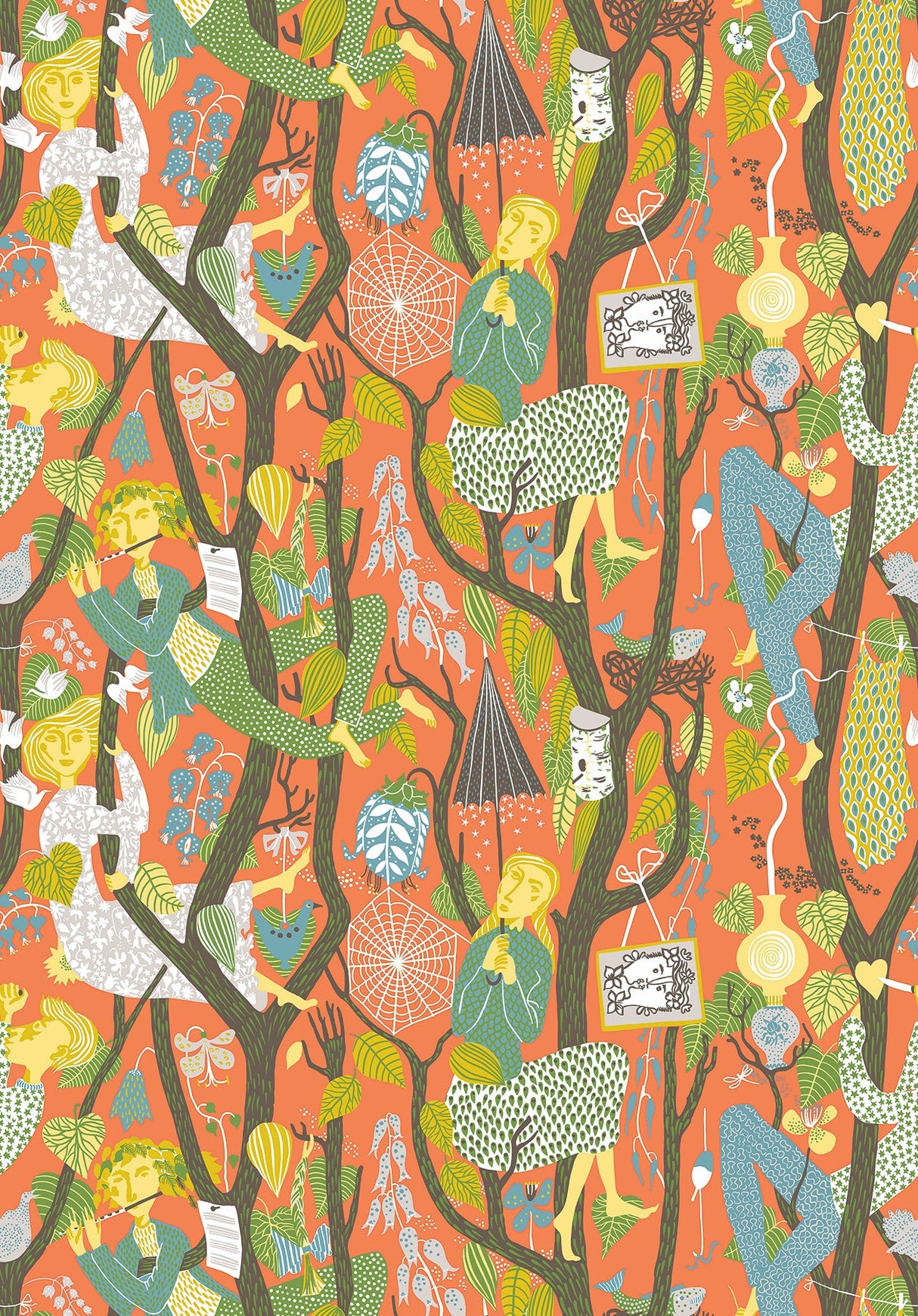 Wall Vision WV1755 Melodi Orange Folk Wallpaper