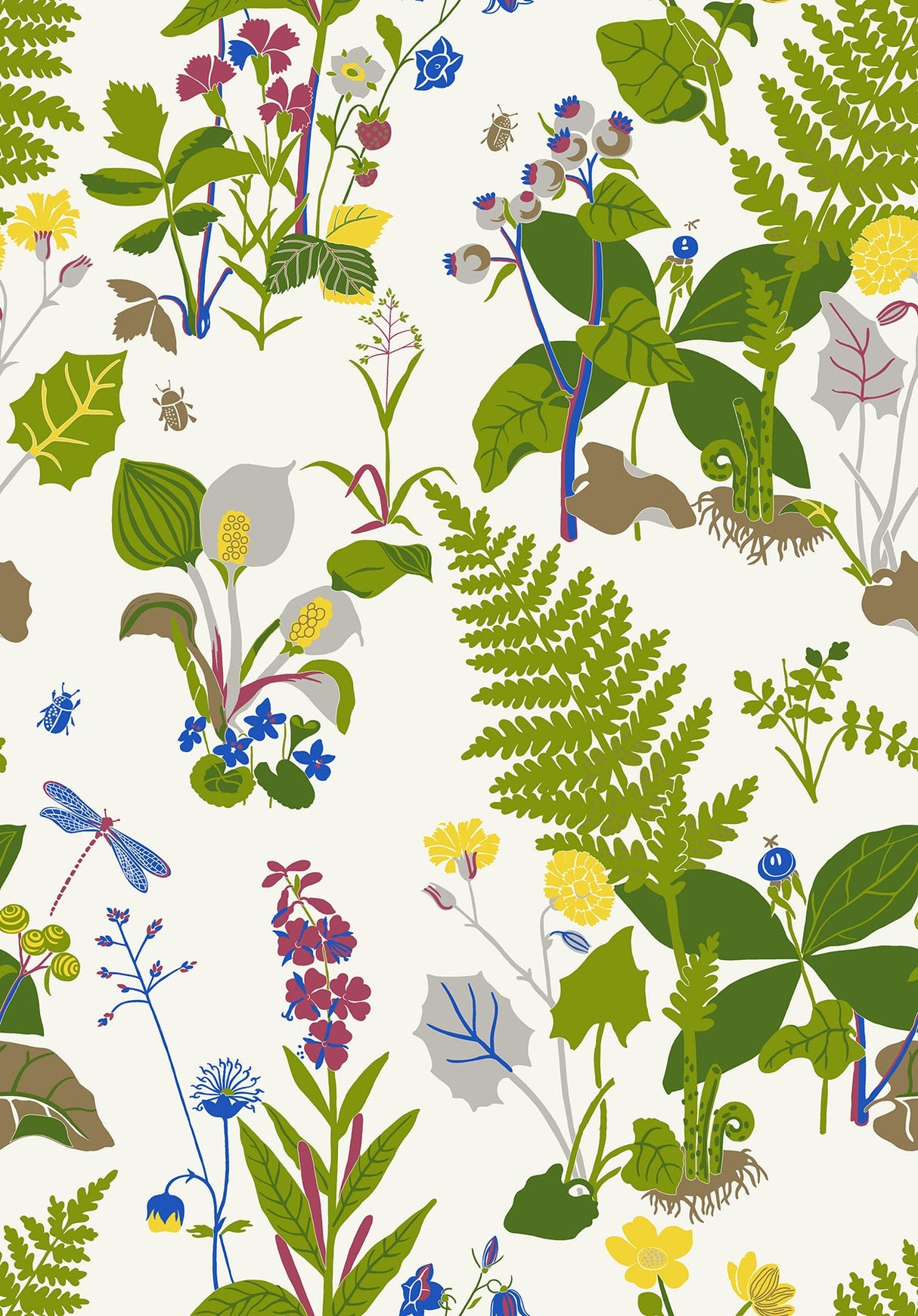 Wall Vision WV1788 Trollslända Green Botanical Wallpaper