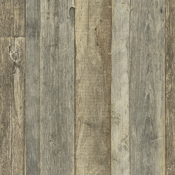 Galerie WW22211 Brown Cream Yellow Reclaimed Wood Effect Motif - Eade's Wallpaper