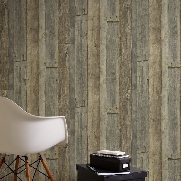 Galerie WW22211 Brown Cream Yellow Reclaimed Wood Effect Motif - Eade's Wallpaper