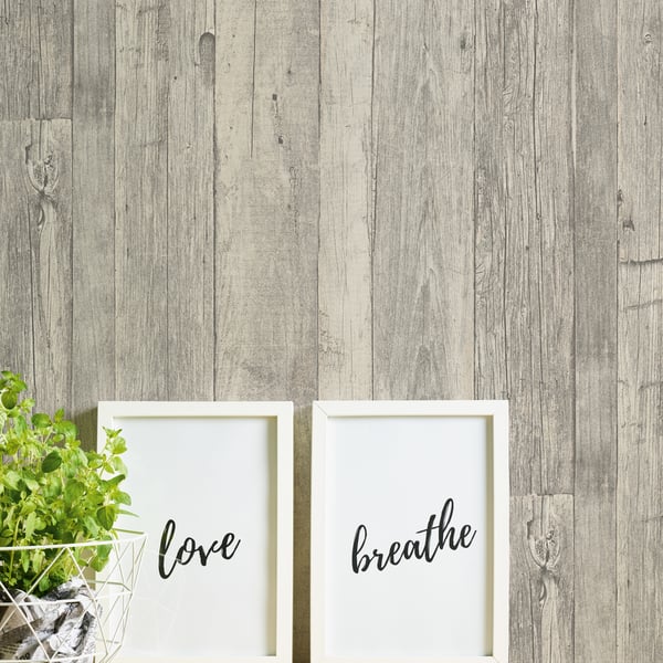 Galerie WW22212 Beige Cream Grey Reclaimed Wood Effect Motif - Eade's Wallpaper