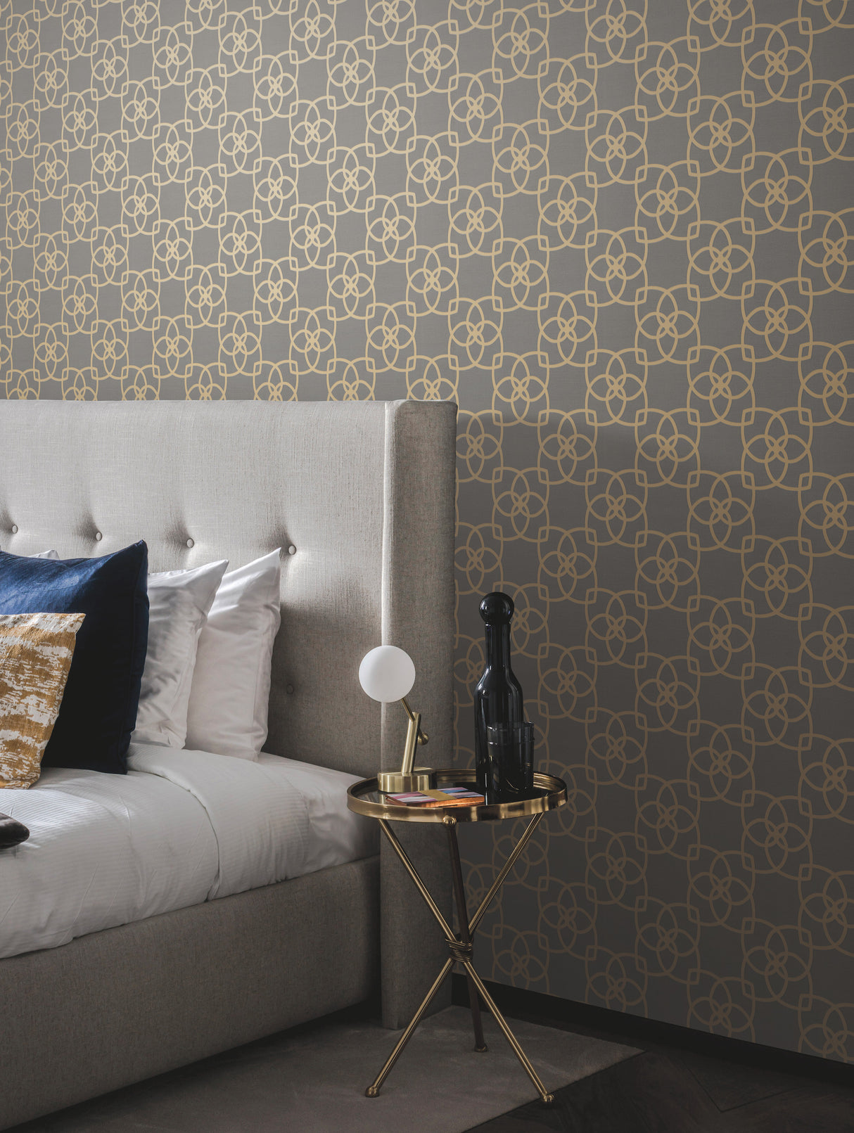 York Y6200204 Serendipity Grey & Gold Metallic Wallpaper