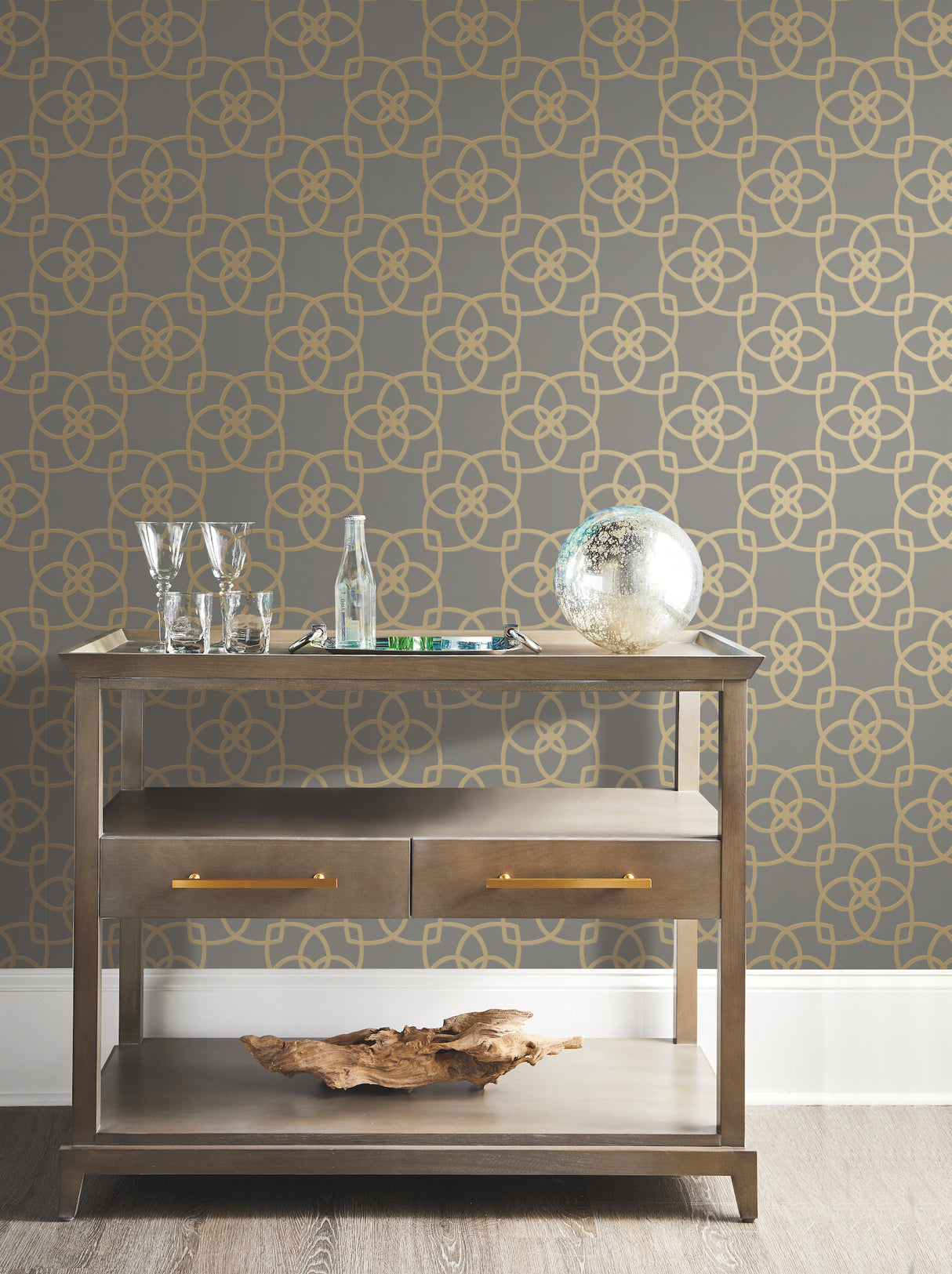 York Y6200204 Serendipity Grey & Gold Metallic Wallpaper