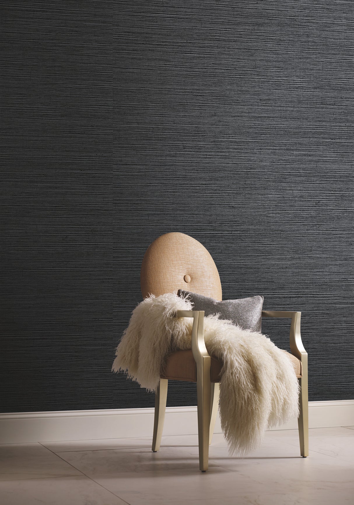 York Y6200903 Shining Sisal Grasscloth Black Metallic Wallpaper
