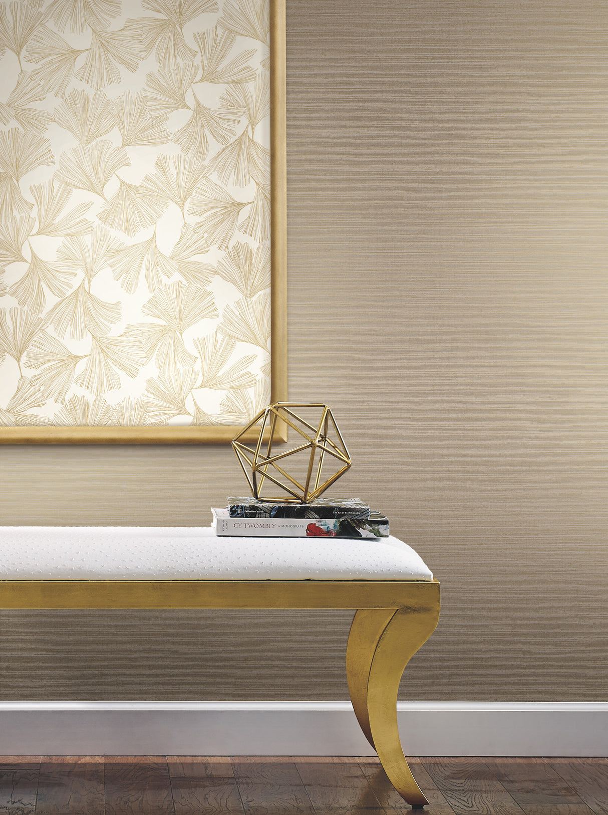 York Y6200906 Shining Sisal Grasscloth Tan Metallic Wallpaper