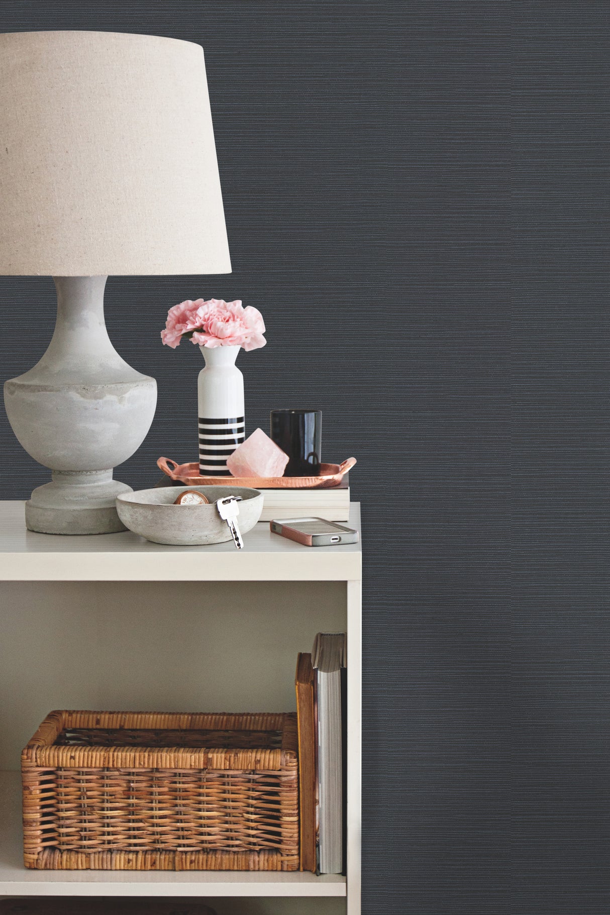 York Y6200907 Shining Sisal Grasscloth Dark Blue Metallic Wallpaper