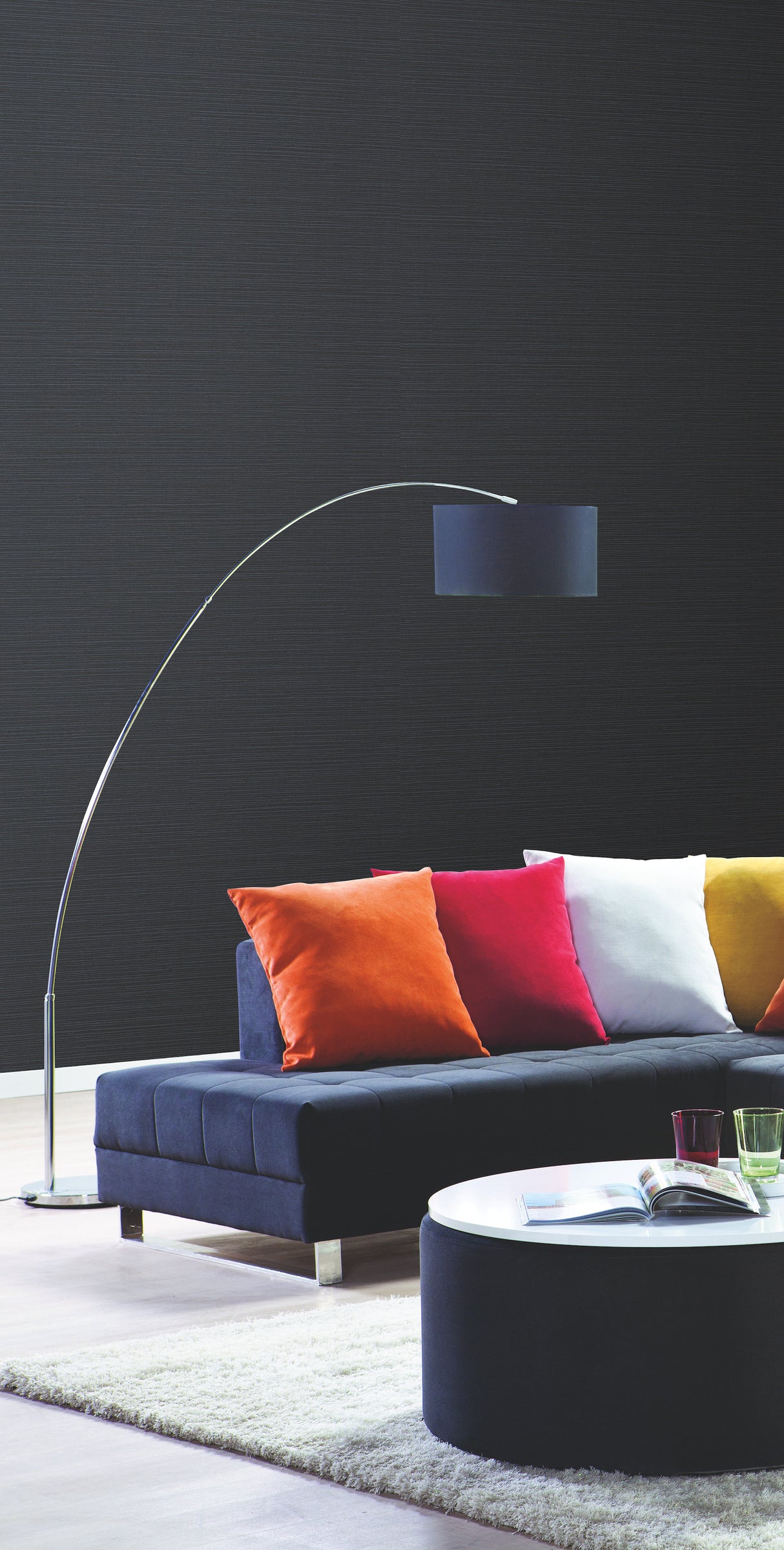 York Y6200907 Shining Sisal Grasscloth Dark Blue Metallic Wallpaper