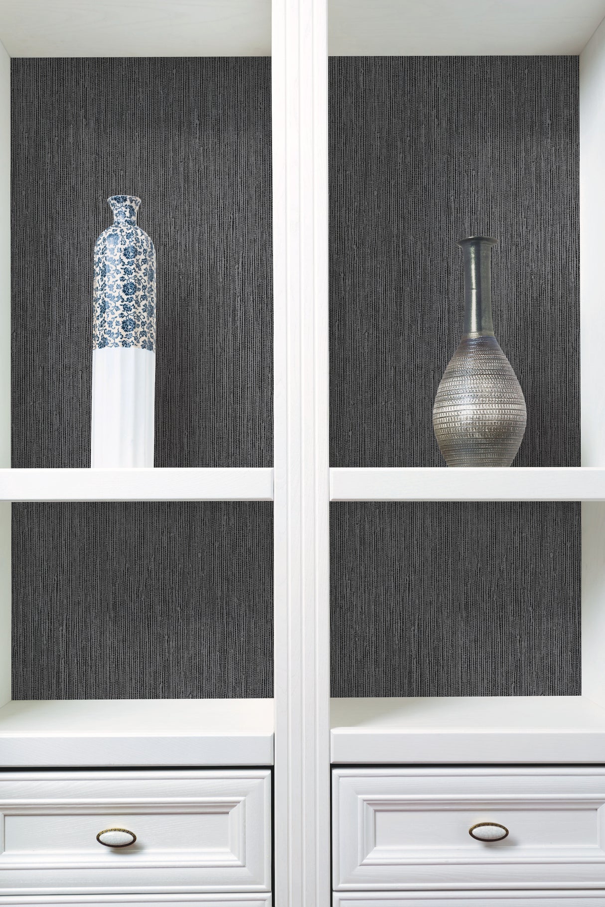 York Y6201801 Seagrass Black & Silver Wallpaper