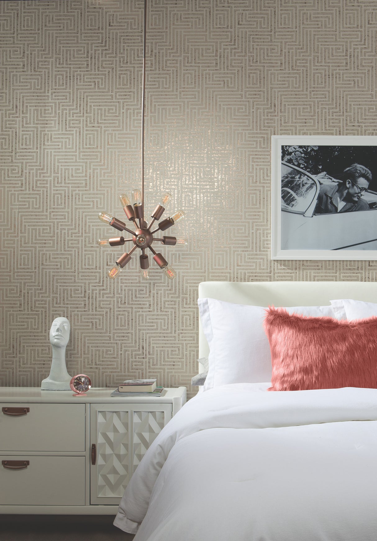 York Y6220202 A Maze White Wallpaper