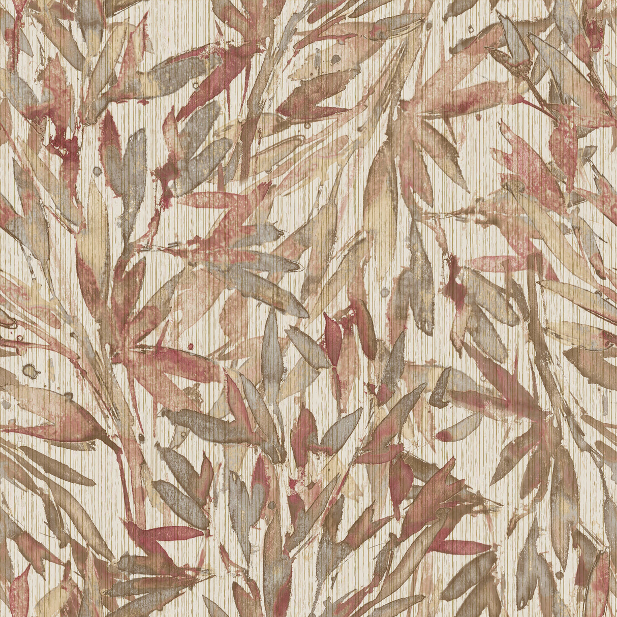 York Y6230706 Rainforest Leaves Red & Warm Grey Wallpaper