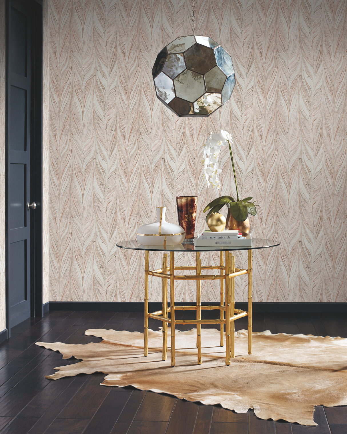 York Y6230805 Ebru Marble Sienna Metallic Wallpaper