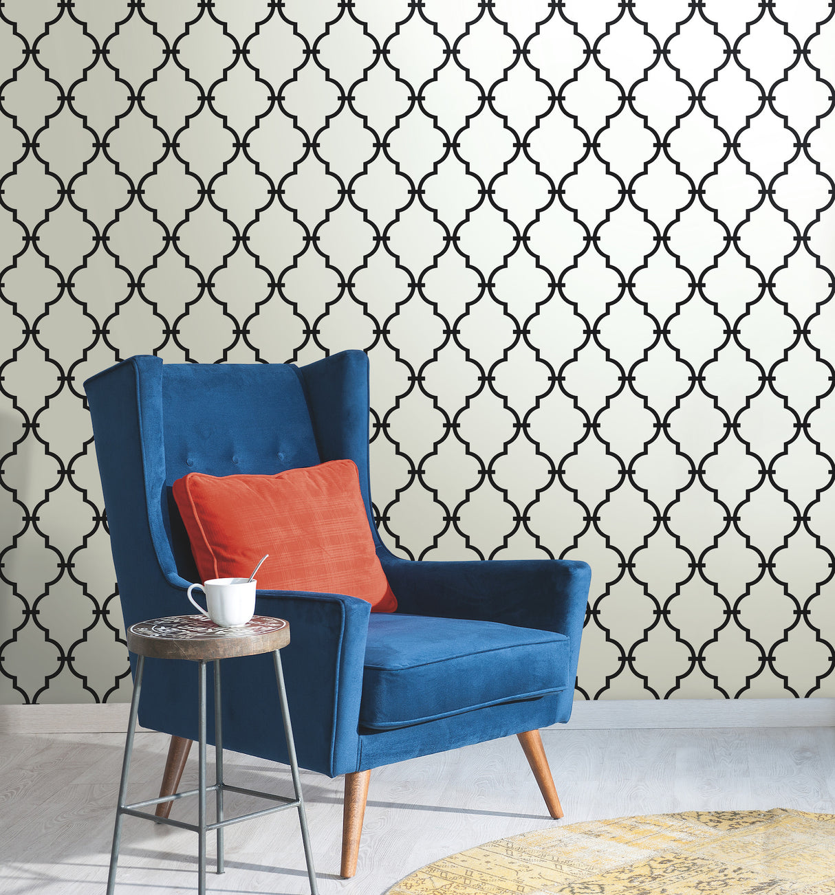 York YS9100 Modern Trellis Black Wallpaper