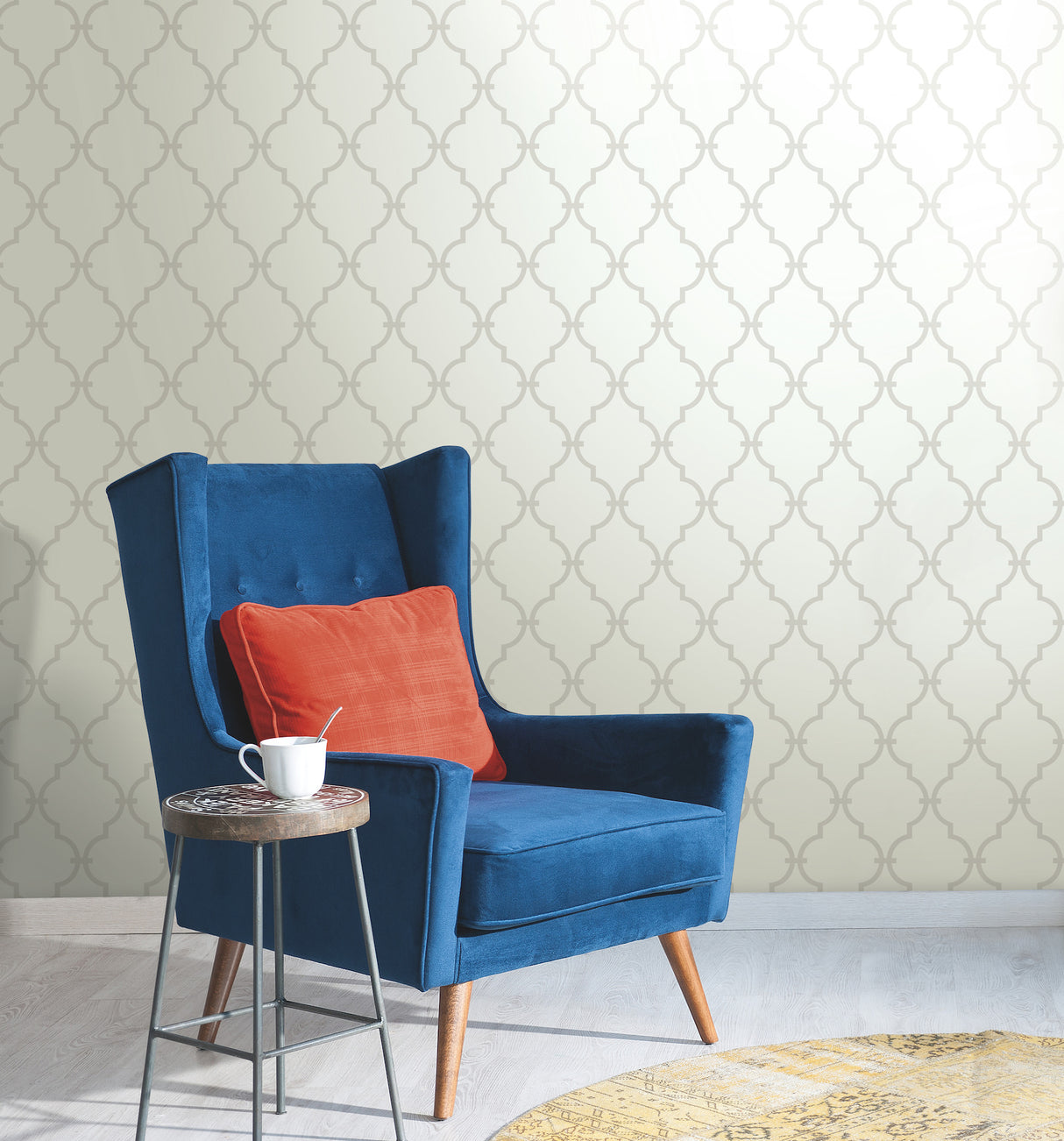 York YS9102 Graphic Trellis White & Soft Grey Wallpaper