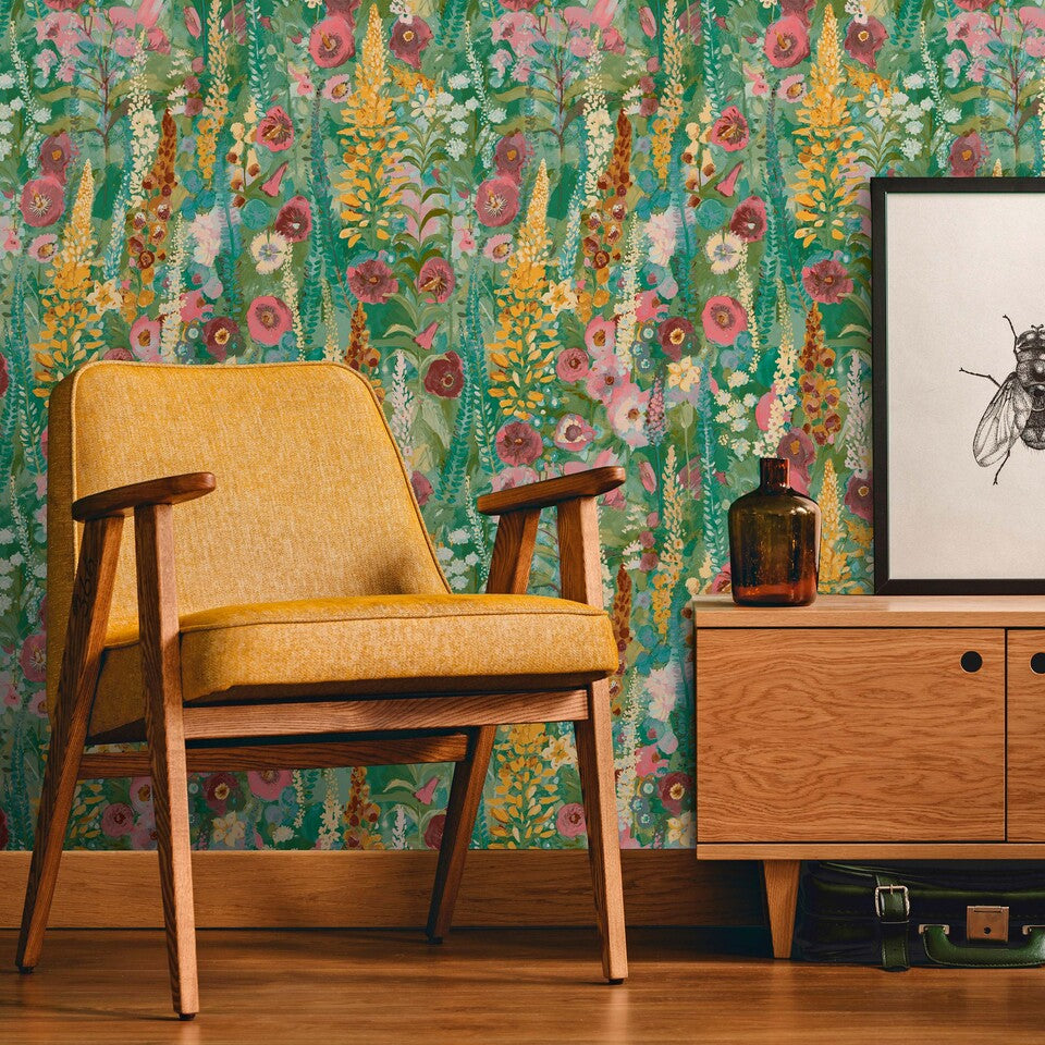 Galerie Inia Classical Floral All-over Pink Wallpaper INA746