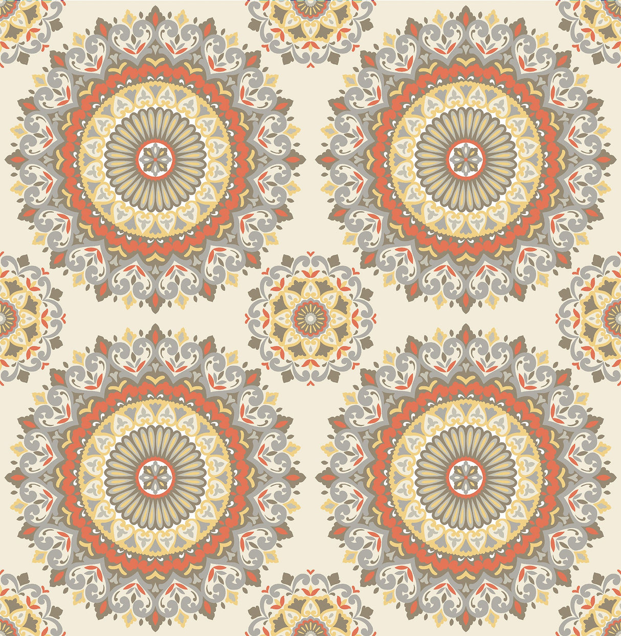 A-Street Prints 1014-001803 Gemma Coral Boho Medallion Wallpaper