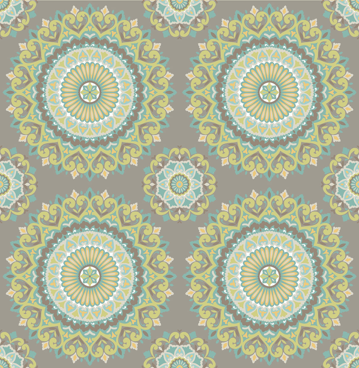 A-Street Prints 1014-001804 Gemma Grey Boho Medallion Wallpaper