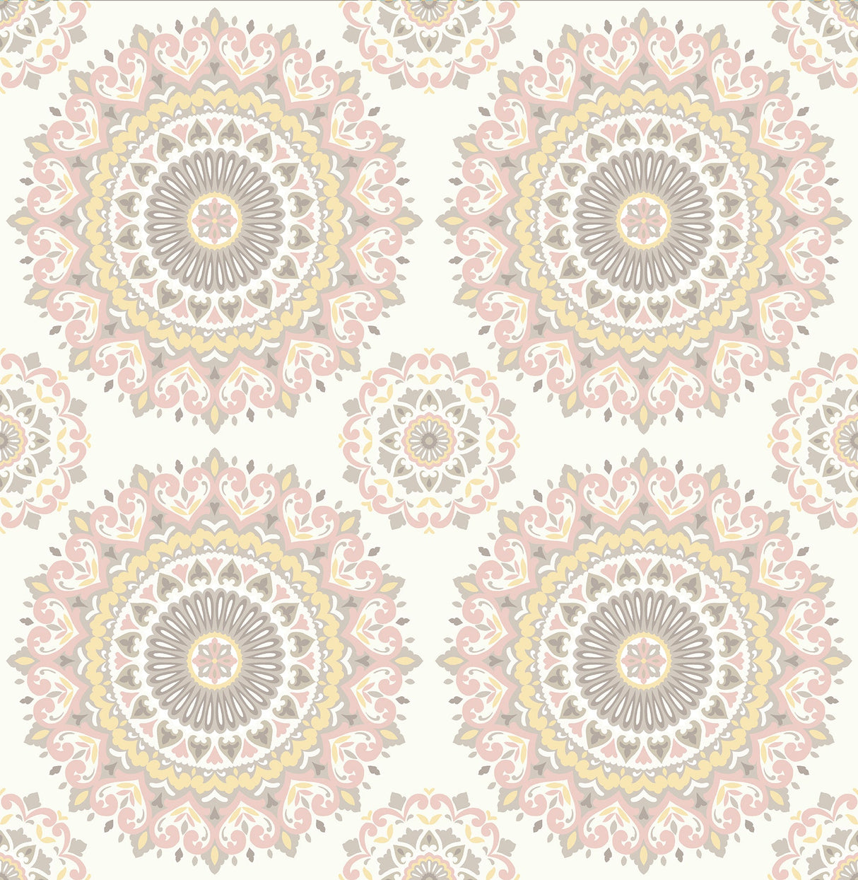 A-Street Prints 1014-001805 Gemma Light Pink Boho Medallion Wallpaper