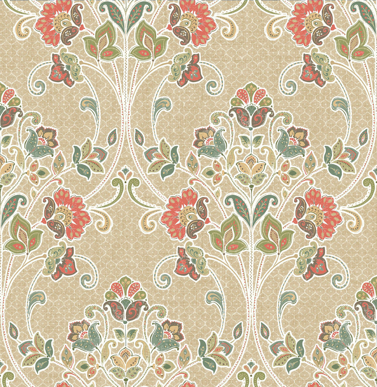 A-Street Prints 1014-001808 Willow Coral Nouveau Floral Wallpaper